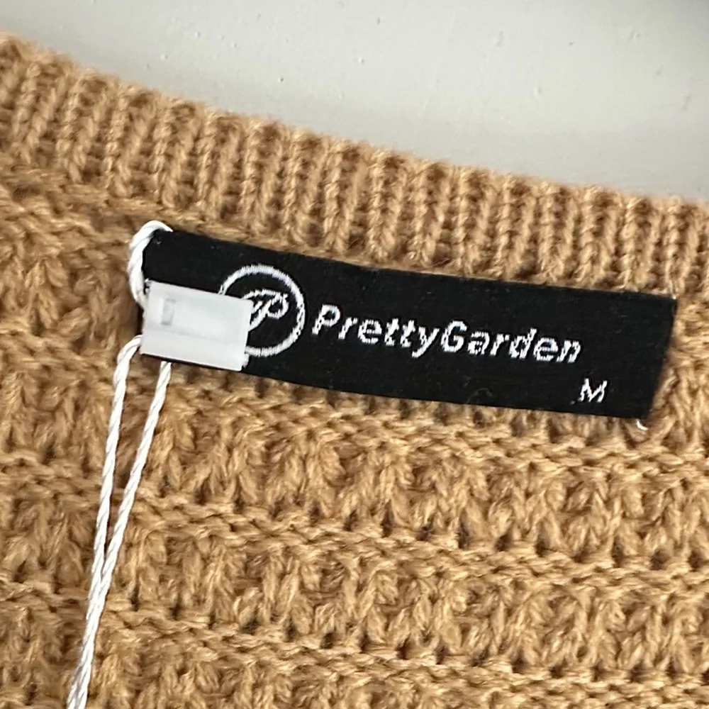 Cozy Tan Waffle Knit Cardigan - Picture 2 of 4